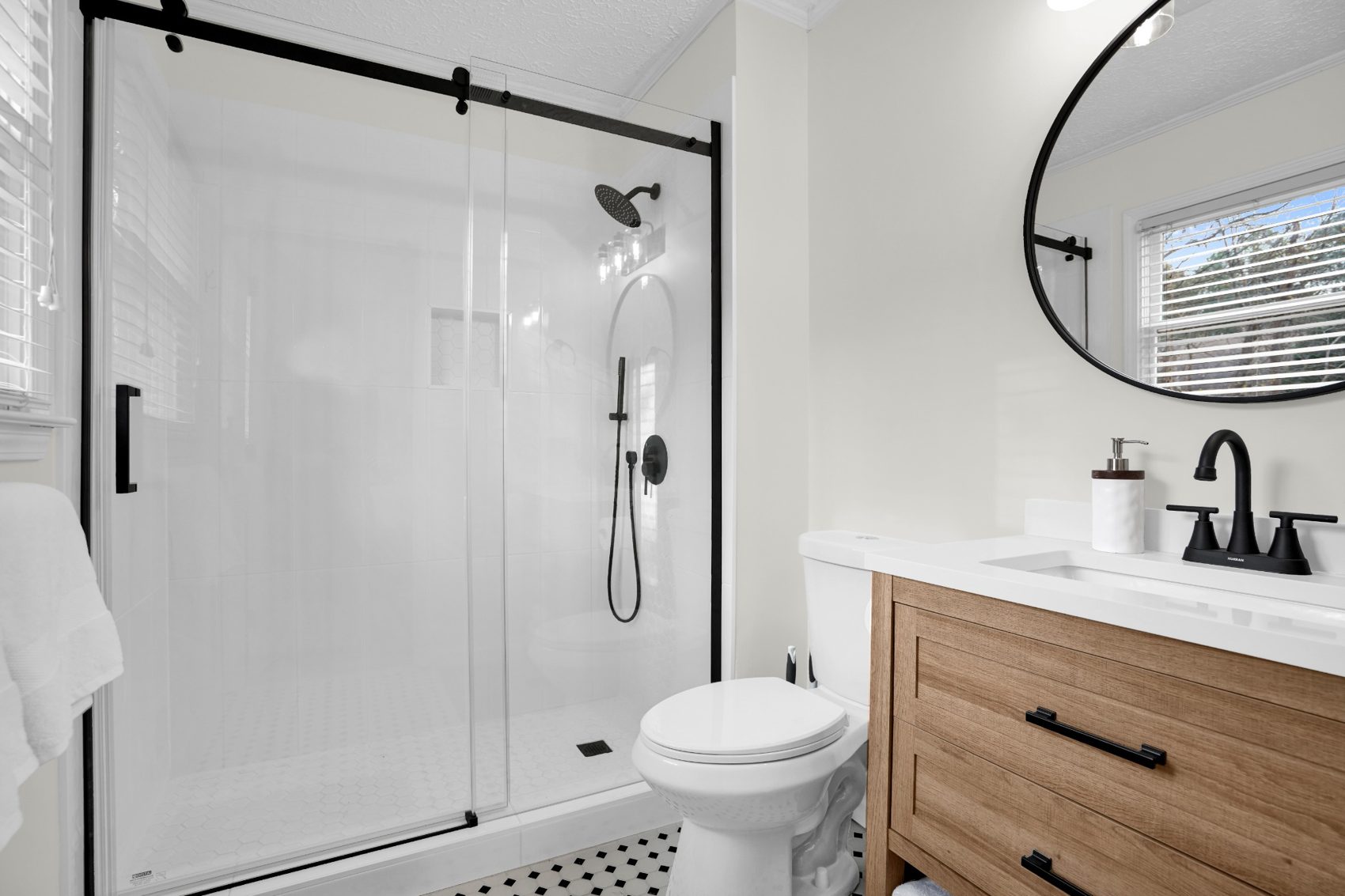 Updated bathroom with walk-in shower